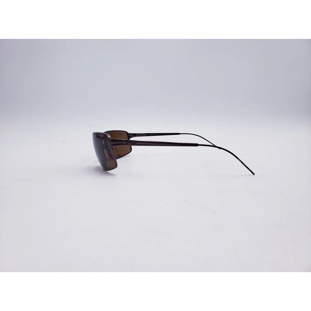 Ray Ban RB 3269 Sunglasses Brown Polarized Rectangle Metal Wrap Around Italy